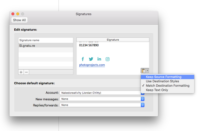 signatures outlook mac